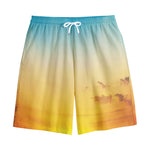 Sunrise Horizon Print Cotton Shorts