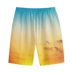 Sunrise Horizon Print Cotton Shorts
