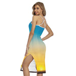 Sunrise Horizon Print Cross Back Cami Dress