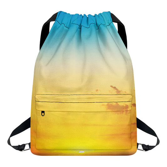 Sunrise Horizon Print Drawstring Backpack