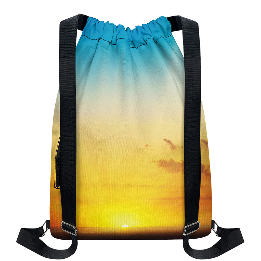 Sunrise Horizon Print Drawstring Backpack