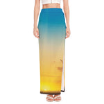 Sunrise Horizon Print High Slit Maxi Skirt