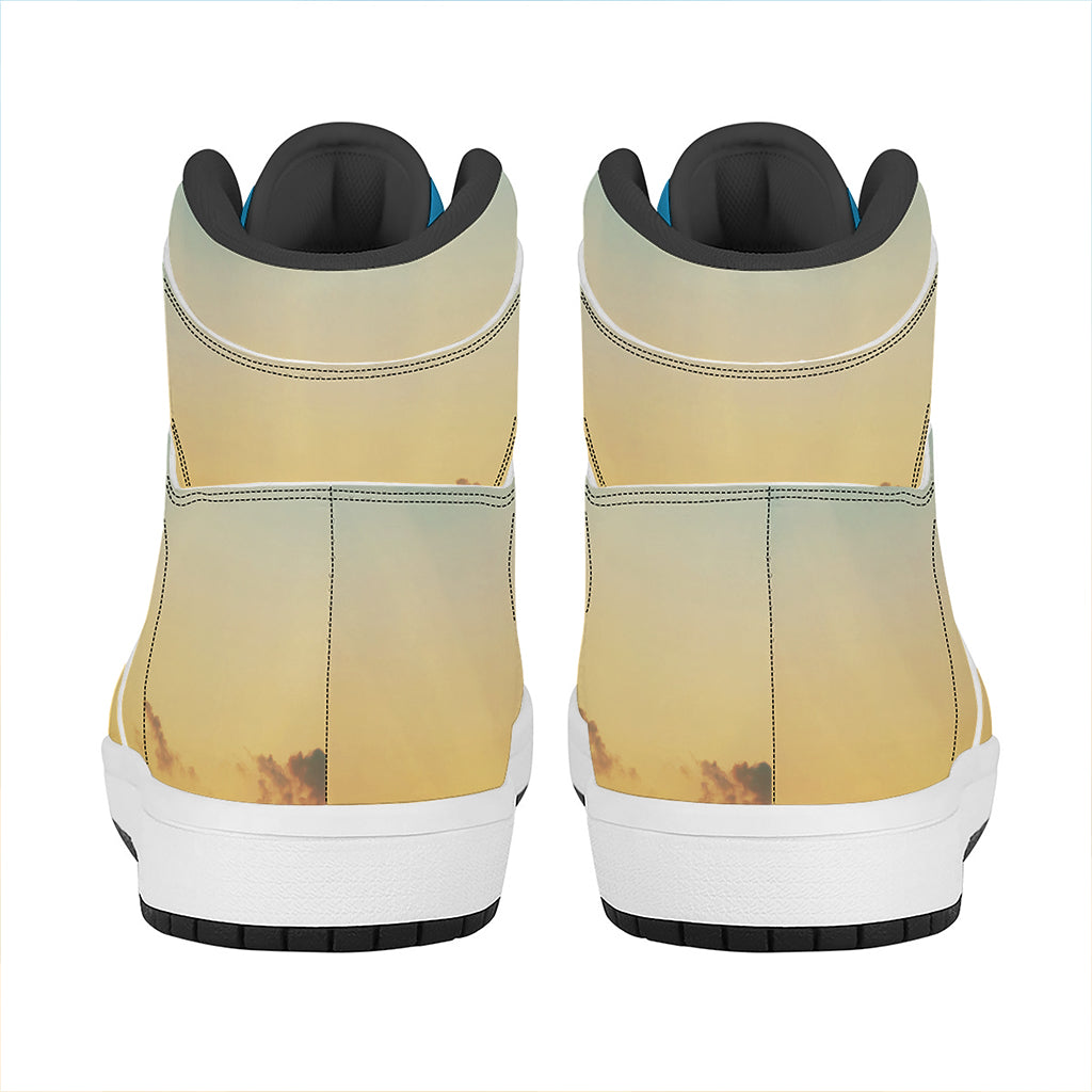 Sunrise Horizon Print High Top Leather Sneakers