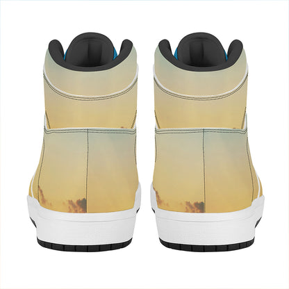 Sunrise Horizon Print High Top Leather Sneakers