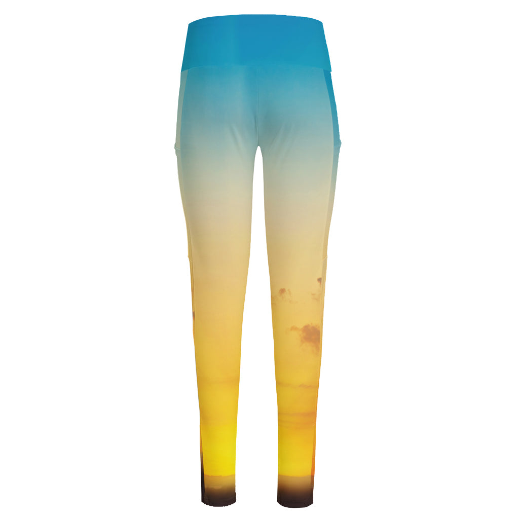 Sunrise Horizon Print High-Waisted Pocket Leggings