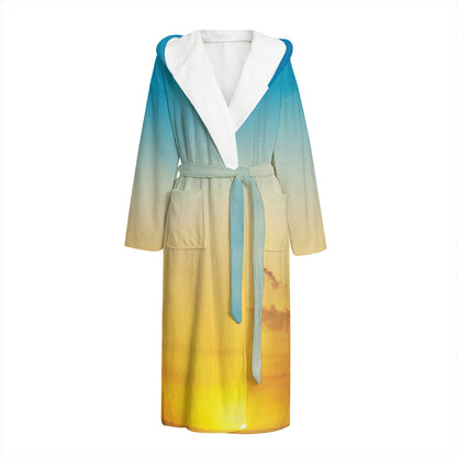 Sunrise Horizon Print Hooded Bathrobe