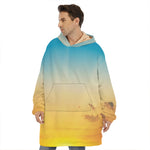 Sunrise Horizon Print Hoodie Blanket