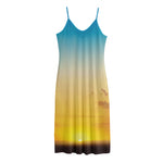 Sunrise Horizon Print Jersey Midi Cami Dress