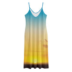 Sunrise Horizon Print Jersey Midi Cami Dress