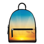 Sunrise Horizon Print Leather Backpack