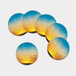 Sunrise Horizon Print Leather Coaster Set