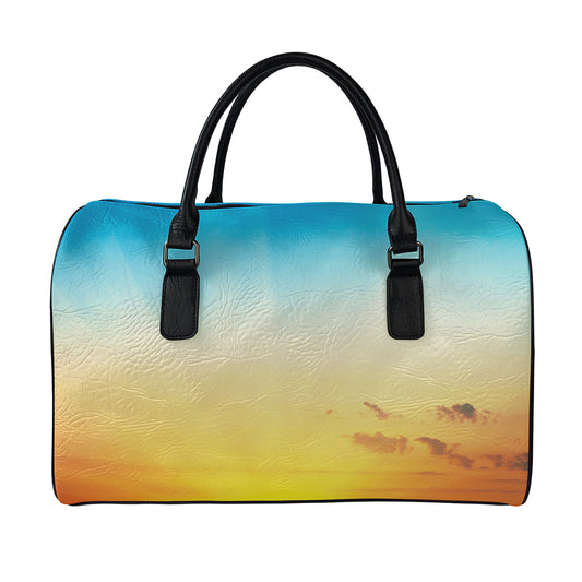 Sunrise Horizon Print Leather Duffle Bag