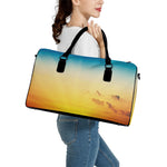 Sunrise Horizon Print Leather Duffle Bag