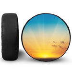 Sunrise Horizon Print Leather Spare Tire Cover