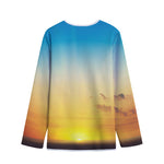 Sunrise Horizon Print Long Sleeve Short Coat