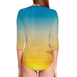 Sunrise Horizon Print Long Sleeve Swimsuit