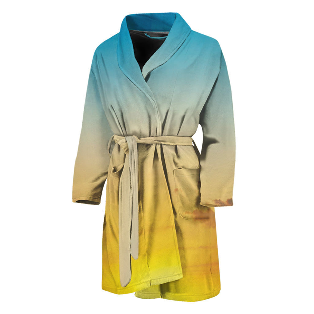 Sunrise Horizon Print Men's Bathrobe