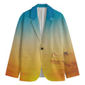Sunrise Horizon Print Men's Cotton Blazer