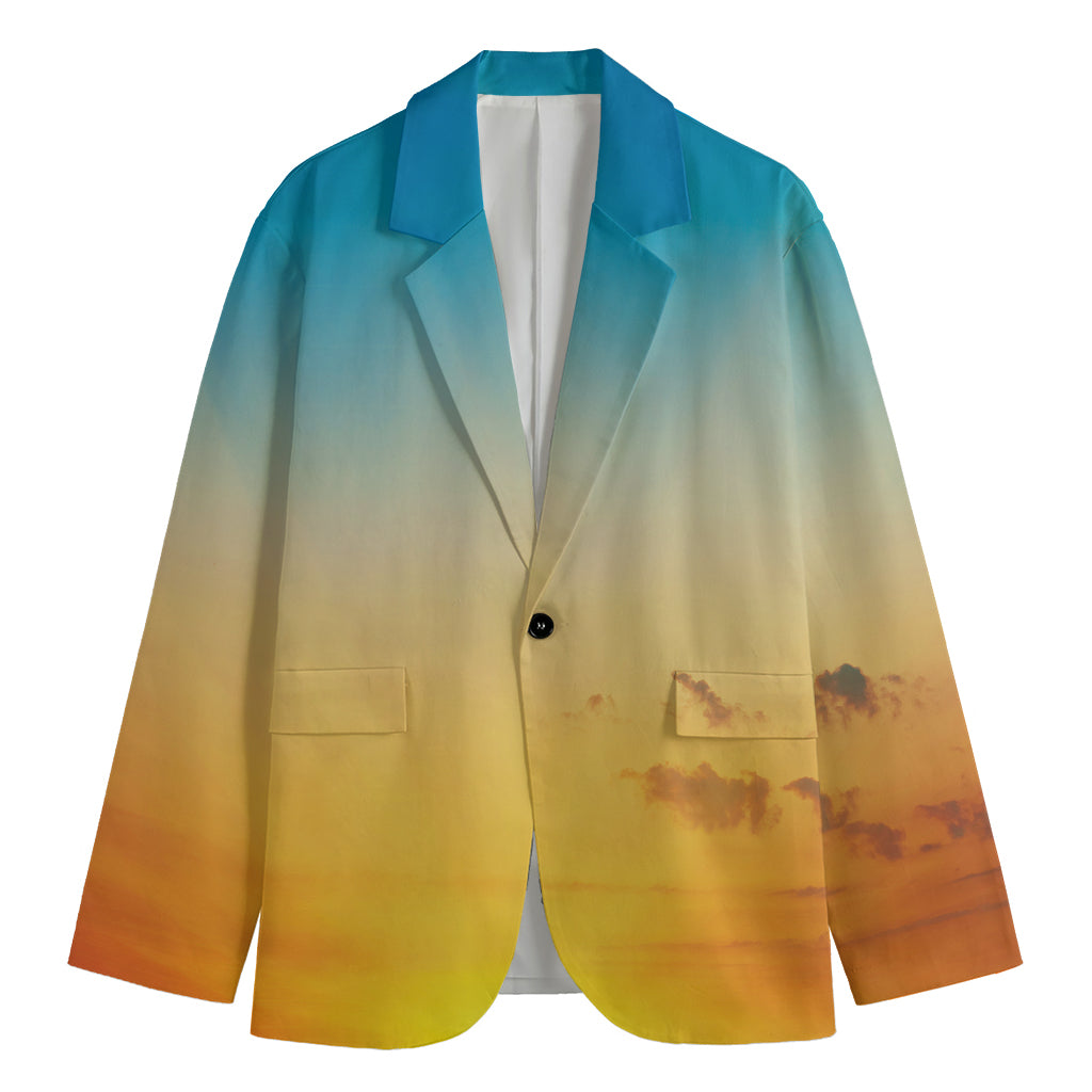 Sunrise Horizon Print Men's Cotton Blazer