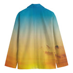 Sunrise Horizon Print Men's Cotton Blazer