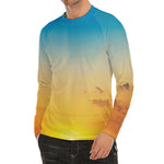 Sunrise Horizon Print Men's Long Sleeve Rash Guard