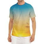 Sunrise Horizon Print Men's Short Sleeve Rash Guard
