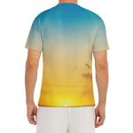 Sunrise Horizon Print Men's Short Sleeve Rash Guard