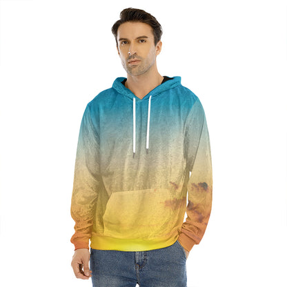 Sunrise Horizon Print Men's Velvet Pullover Hoodie