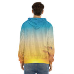 Sunrise Horizon Print Men's Velvet Pullover Hoodie