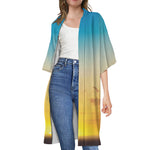 Sunrise Horizon Print Open Front Beach Cover Up