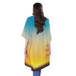 Sunrise Horizon Print Open Front Beach Cover Up