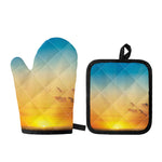 Sunrise Horizon Print Oven Mitt And Pot Holder Set