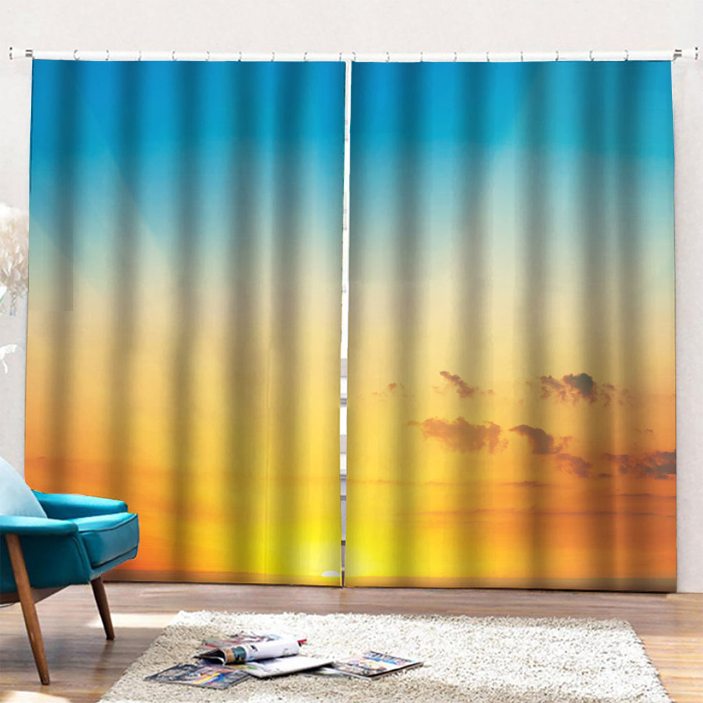 Sunrise Horizon Print Pencil Pleat Curtains