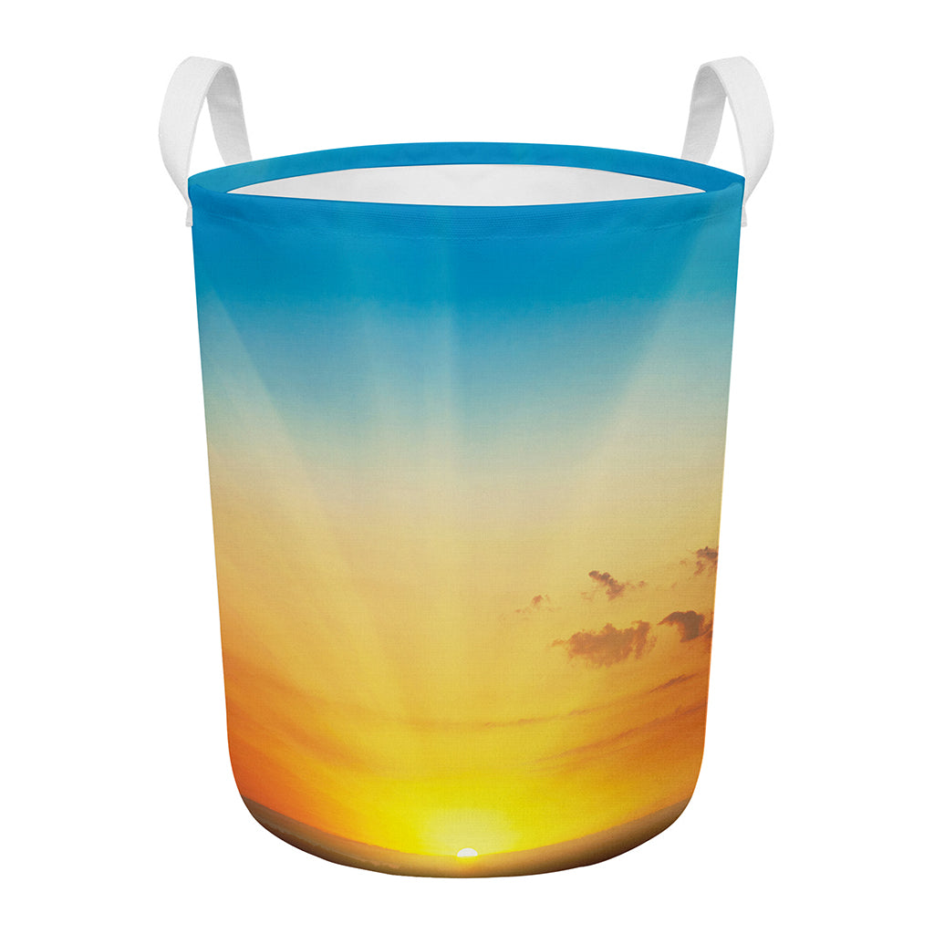 Sunrise Horizon Print Round Laundry Basket
