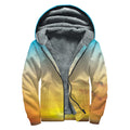 Sunrise Horizon Print Sherpa Lined Zip Up Hoodie