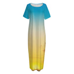 Sunrise Horizon Print Short Sleeve Long Nightdress