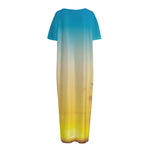 Sunrise Horizon Print Short Sleeve Long Nightdress