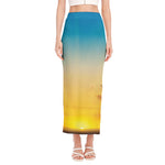 Sunrise Horizon Print Side Slit Maxi Skirt