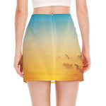 Sunrise Horizon Print Side Slit Mini Skirt