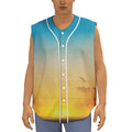 Sunrise Horizon Print Sleeveless Baseball Jersey