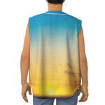 Sunrise Horizon Print Sleeveless Baseball Jersey