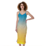 Sunrise Horizon Print Slim Fit Midi Cami Dress