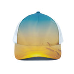 Sunrise Horizon Print White Mesh Trucker Cap