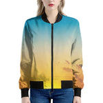 Sunrise Horizon Print Women's Bomber Jacket