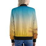 Sunrise Horizon Print Women's Bomber Jacket