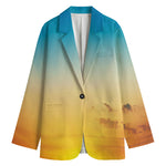 Sunrise Horizon Print Women's Cotton Blazer