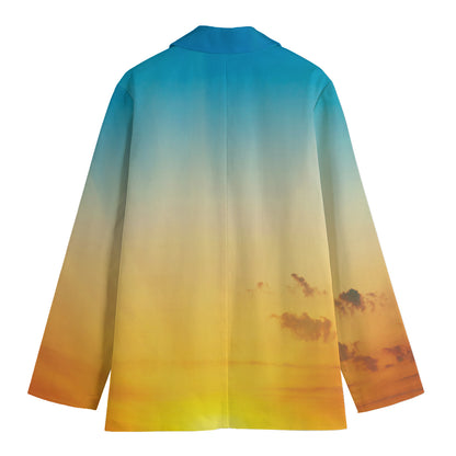 Sunrise Horizon Print Women's Cotton Blazer