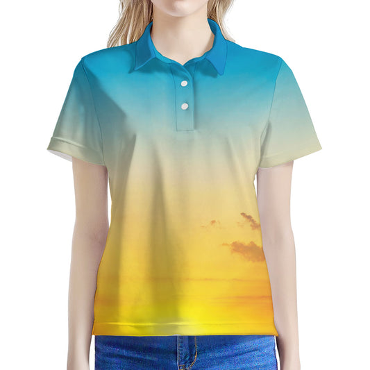 Sunrise Horizon Print Women's Polo Shirt