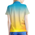 Sunrise Horizon Print Women's Polo Shirt