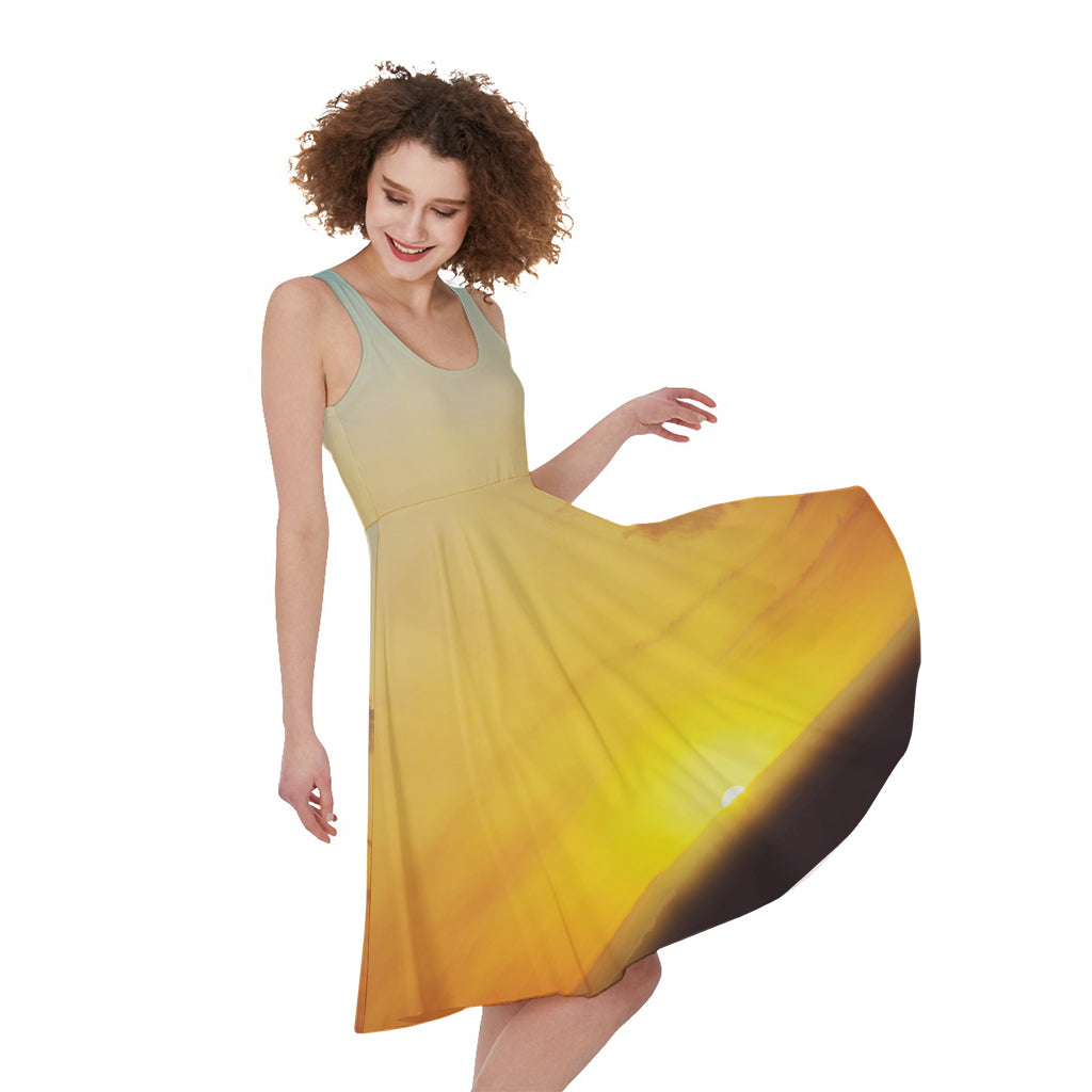 Sunrise Horizon Print Women's Sleeveless Dress